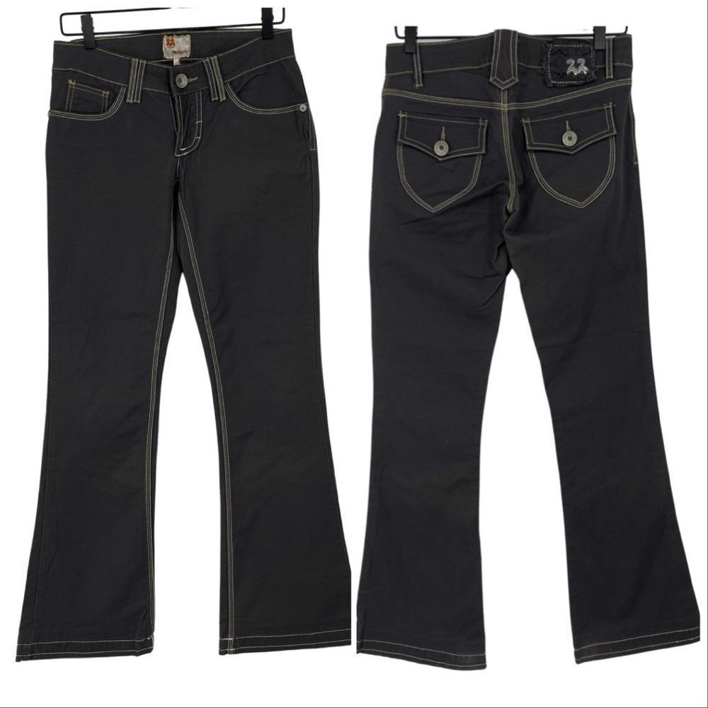 Twill Twenty Two Grey Wide Leg Jeans | Size 27 | Contrast Stitch | 32” Inseam